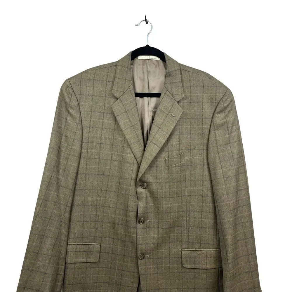 Joseph Abboud Von Maur Silk Wool Sport Coat Jacket Men 3 Button Ventless Tan 42R